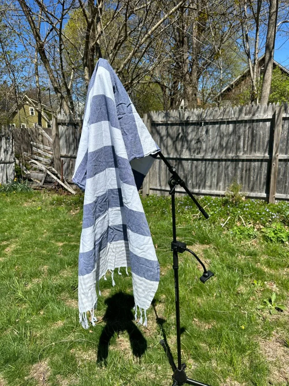 Versatile Turkish Cotton Beach Towel –Blue and White Stripe– Sand-Free Essential